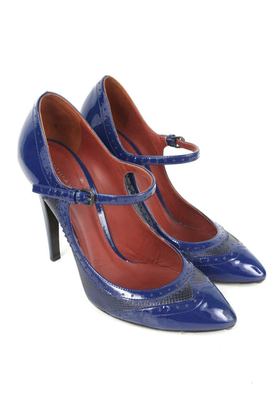 Bottega Veneta Blue Patent Mary Janes Size (38)
